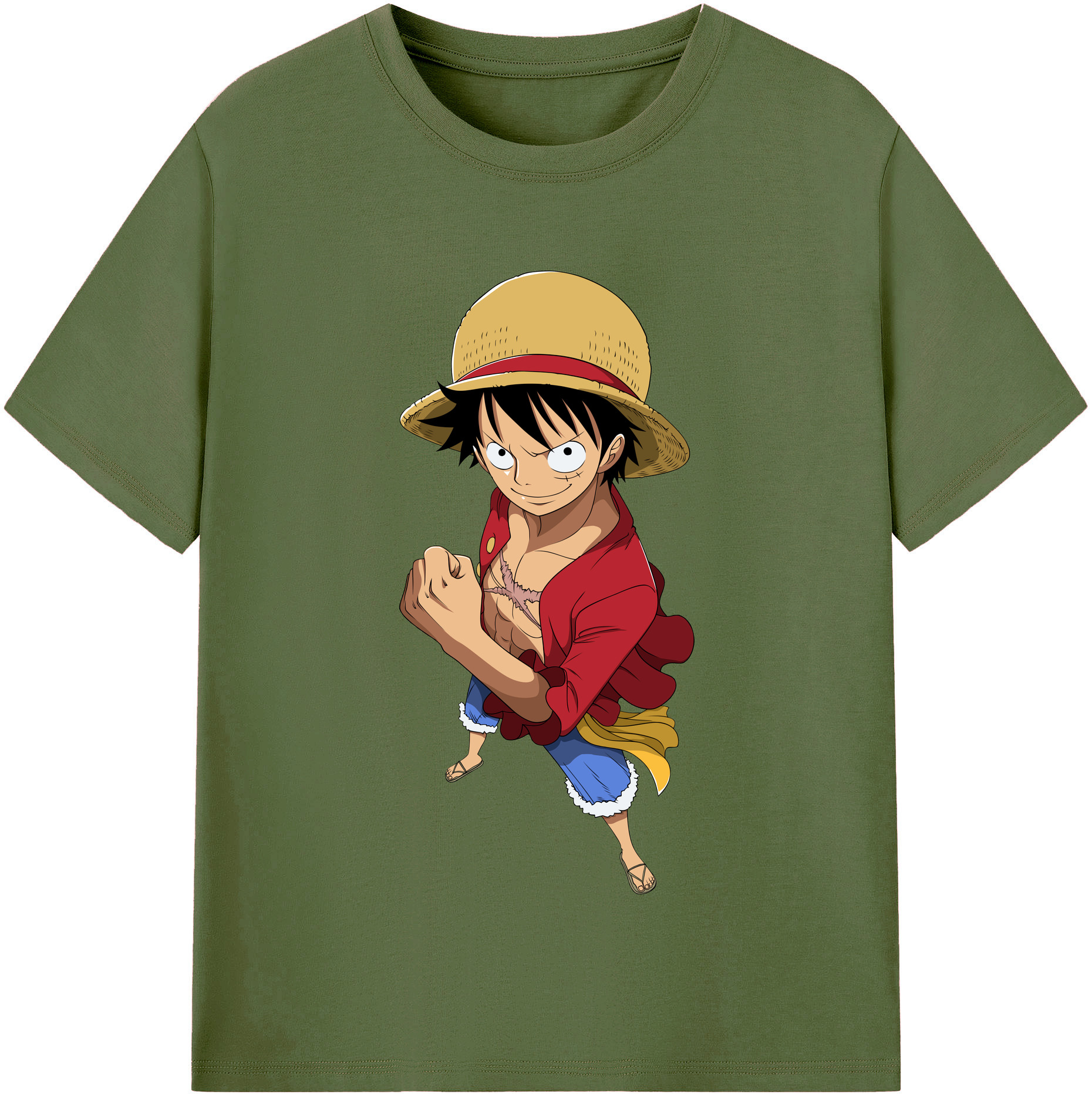 ワンピース モンキー・D・ルフィ ONE PIECE Monkey D. Luffy 綿100％半袖Tシャツ（フロントプリント）